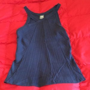 Anthropologie Navy Blue Ribbed Halter Tank Top